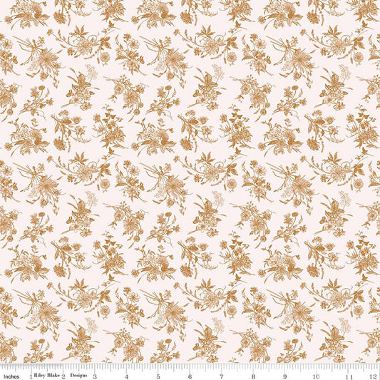 Harvest on the Prairie Wildflowers Brown Modern Prairie Riley Blake Cotton Fabric RB-C18285-BROWN