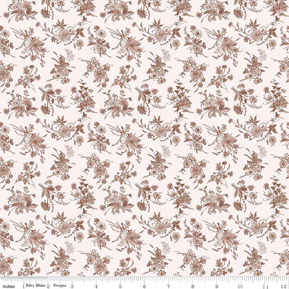 Harvest on the Prairie Wildflowers Raisin Pink Brown Modern Prairie Riley Blake Cotton Fabric RB-C18285-RAISIN