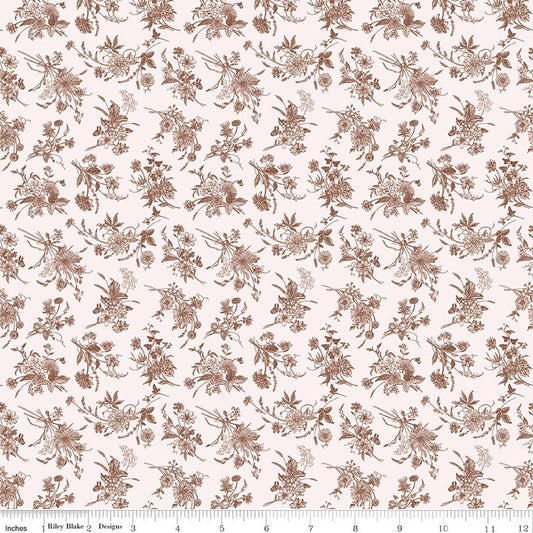 Harvest on the Prairie Wildflowers Raisin Pink Brown Modern Prairie Riley Blake Cotton Fabric RB-C18285-RAISIN
