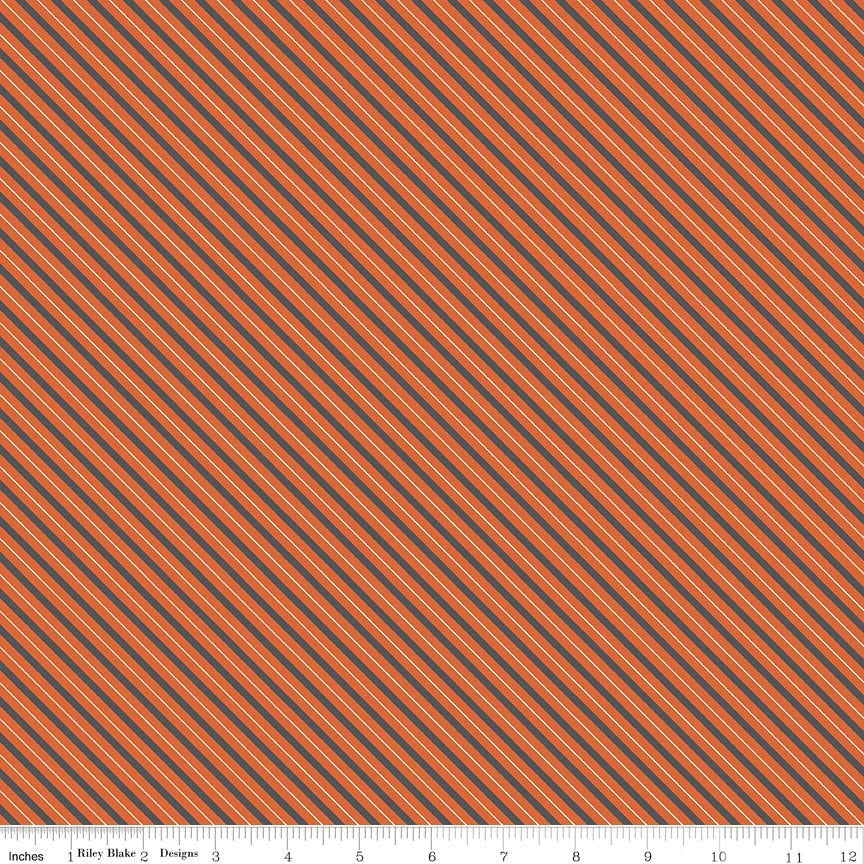 Haunted Adventure Stripes Autumn Orange Beverly McCullough Riley Blake Cotton Fabric | US Fabric Shop