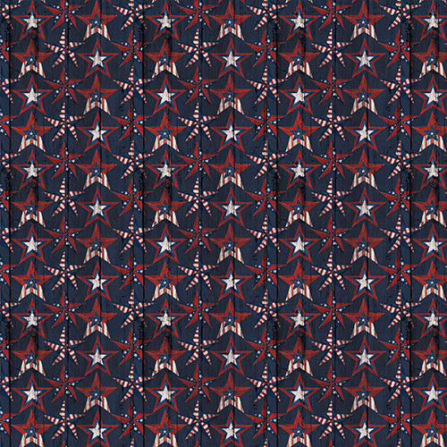 Heart of America Patriotic Stars Navy Loni Harris 3 Wishes Cotton Fabric