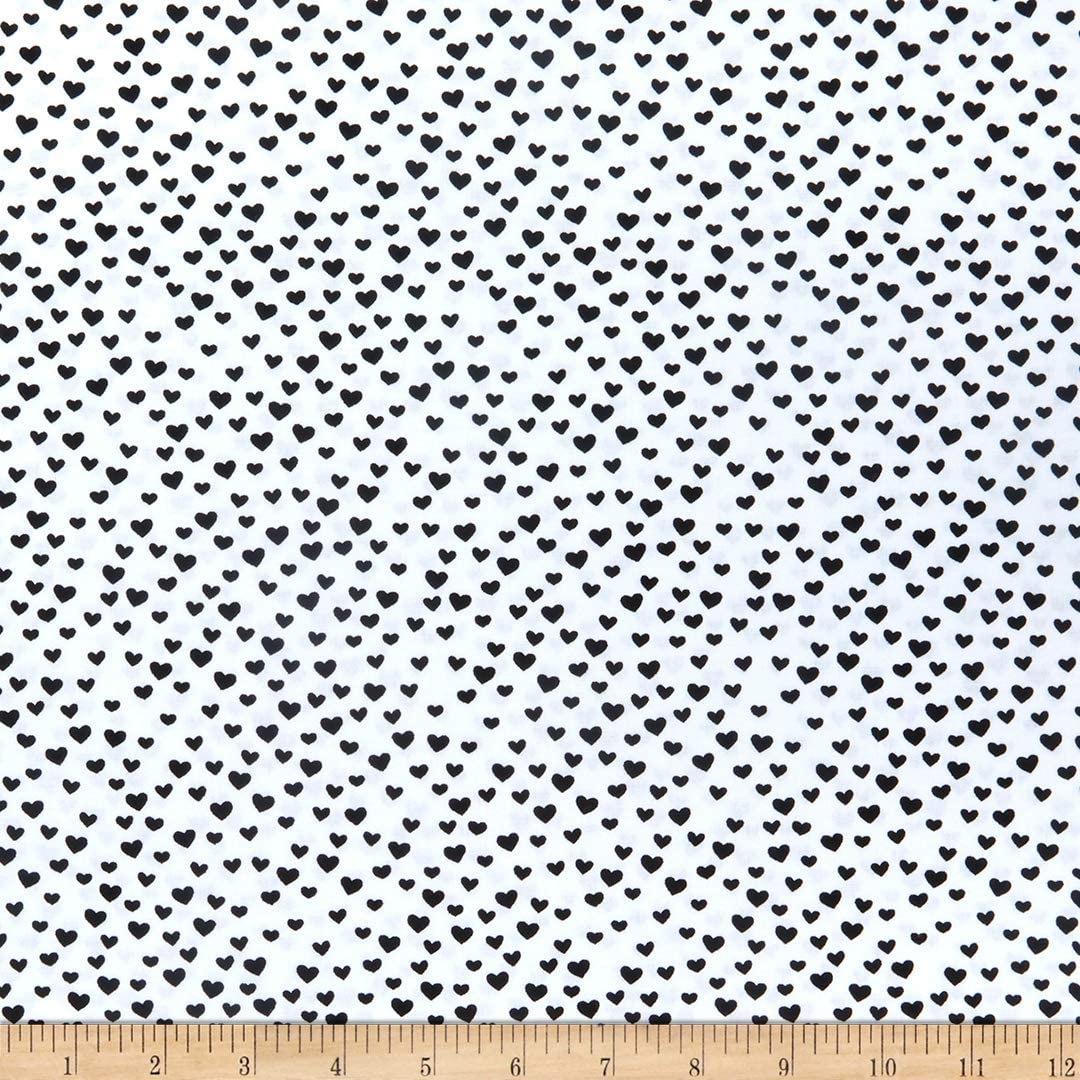 Hearts What's The Buzz Cute Little Hearts Black and White Timeless Treasures Cotton Fabric
