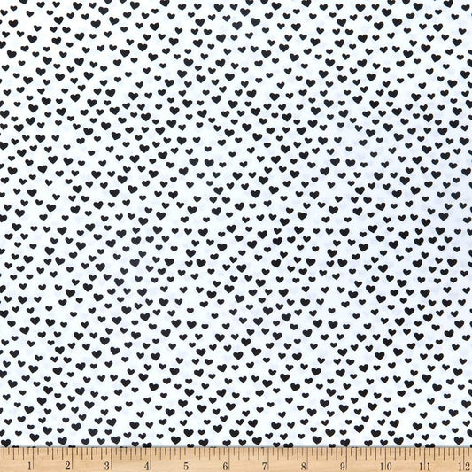 Hearts What's The Buzz Cute Little Hearts Black and White Timeless Treasures Cotton Fabric