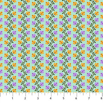 Heiress Offshoot Sea Green Anna Maria Textiles Northcott Cotton Fabric NC-AMT1010-64C