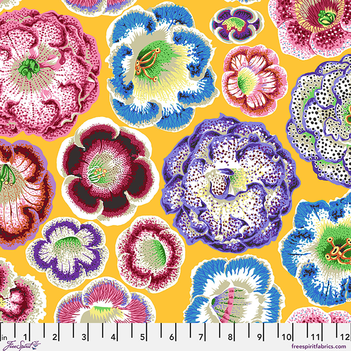 Helen Yellow August 2026 Kaffe Fassett Collective Free Spirit Cotton Fabric FS-PWPJ140.YELLOW