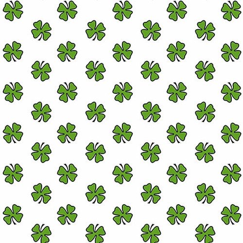 Hello Lucky Four Leaf Clover White Green Andrea Tacheira Henry Glass Cotton Fabric