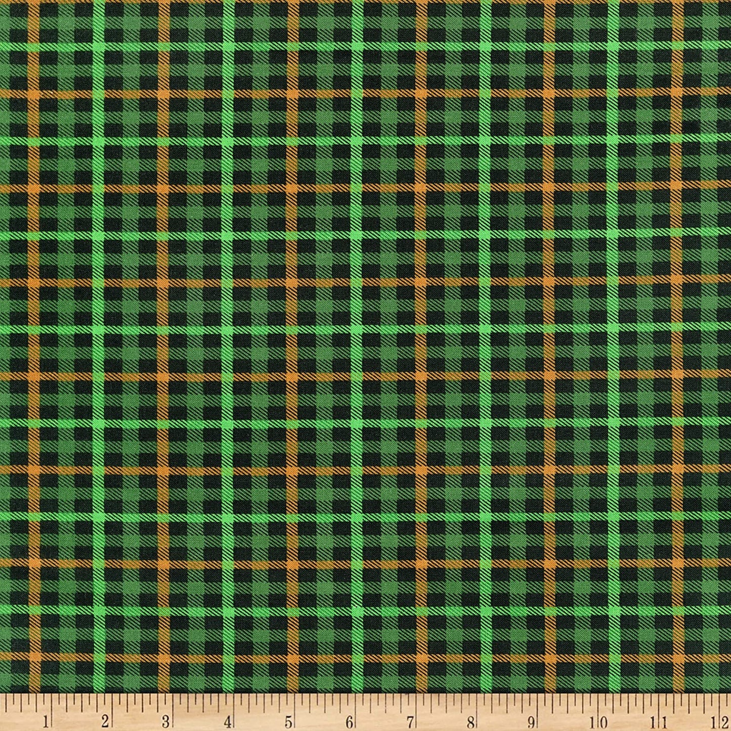 Hello Lucky Plaid Black Green Andrea Tacheira Henry Glass Cotton Fabric