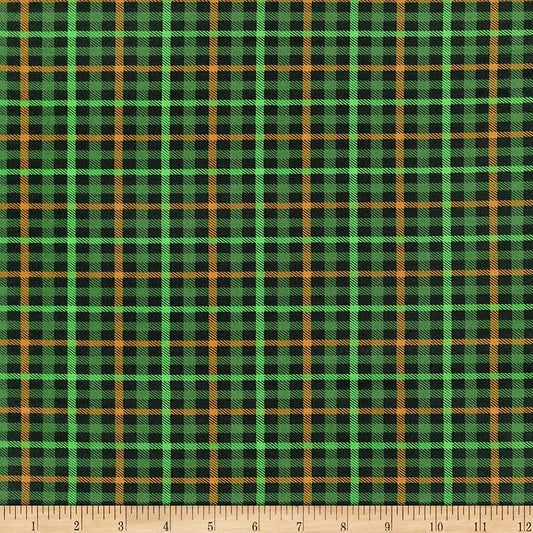 Hello Lucky Plaid Black Green Andrea Tacheira Henry Glass Cotton Fabric