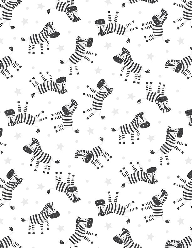 Hello Sunbeam Zebra Toss White Lisa Perry Wilmington Prints Cotton Fabric