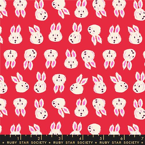 Hello Alice Rushing Rabbit Animals Children Ruby Burgundy Sarah Watts Ruby Star Society Moda Cotton Fabric MD-RS2125-13