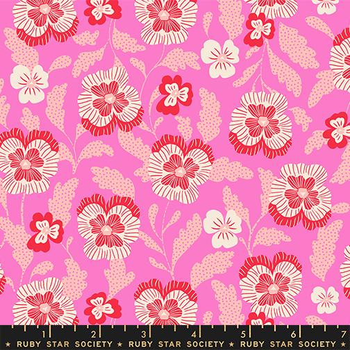 Hello Alice Violets Florals Lipstick Pink Sarah Watts Ruby Star Society Moda Cotton Fabric MD-RS2126-12