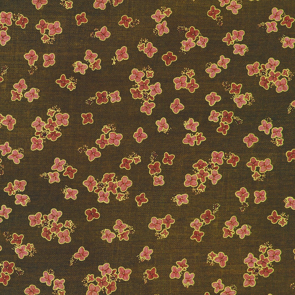 Hello Fall Florals Chestnut Brown Lynnea Washburn Robert Kaufman Cotton Fabric RK-AWHDM-23921-342