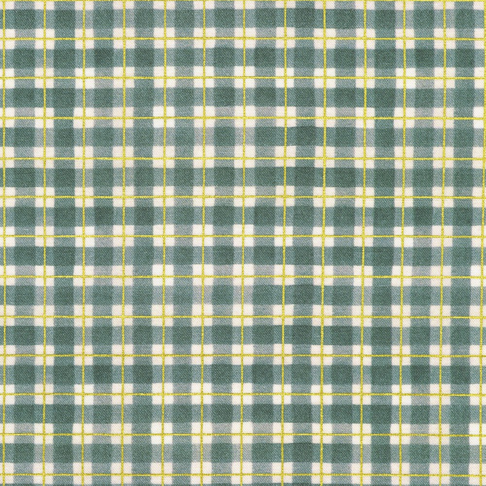 Hello Fall Plaid Denim Blue Gold Metallic Lynnea Washburn Robert Kaufman Cotton Fabric RK-AWHDM-23920-67