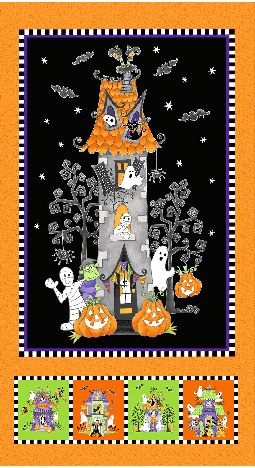 Here We Glow Halloween Large Panel 24" Delphine Cubitt Henry Glass Cotton Fabric