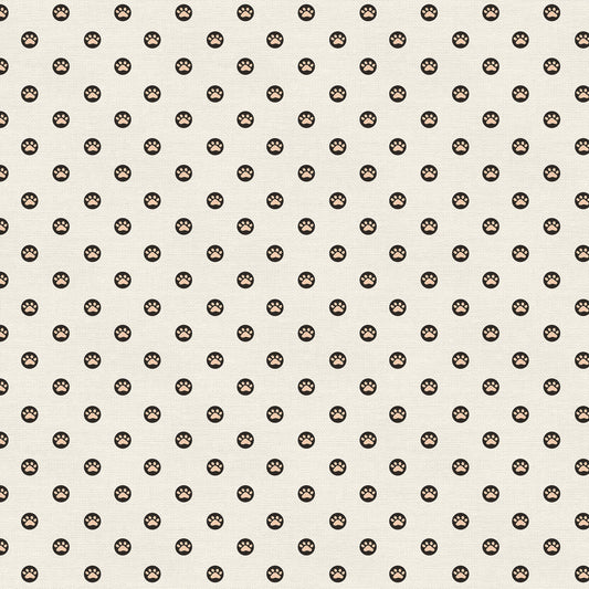 Here Kitty, Kitty Polka Paws Black White Paintbrush Studio Cotton Fabric PBS-120-24972