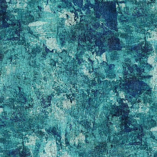 Heritage Floral Cracking Texture Teal Bloomery Decor Michael Miller Cotton Fabric MM-DDC12409-TEAL-D
