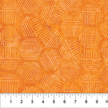 Hexies Persimmon Orange Banyan Batiks Northcott Cotton Batik Fabric NC-81700-54 | US Fabric Shop