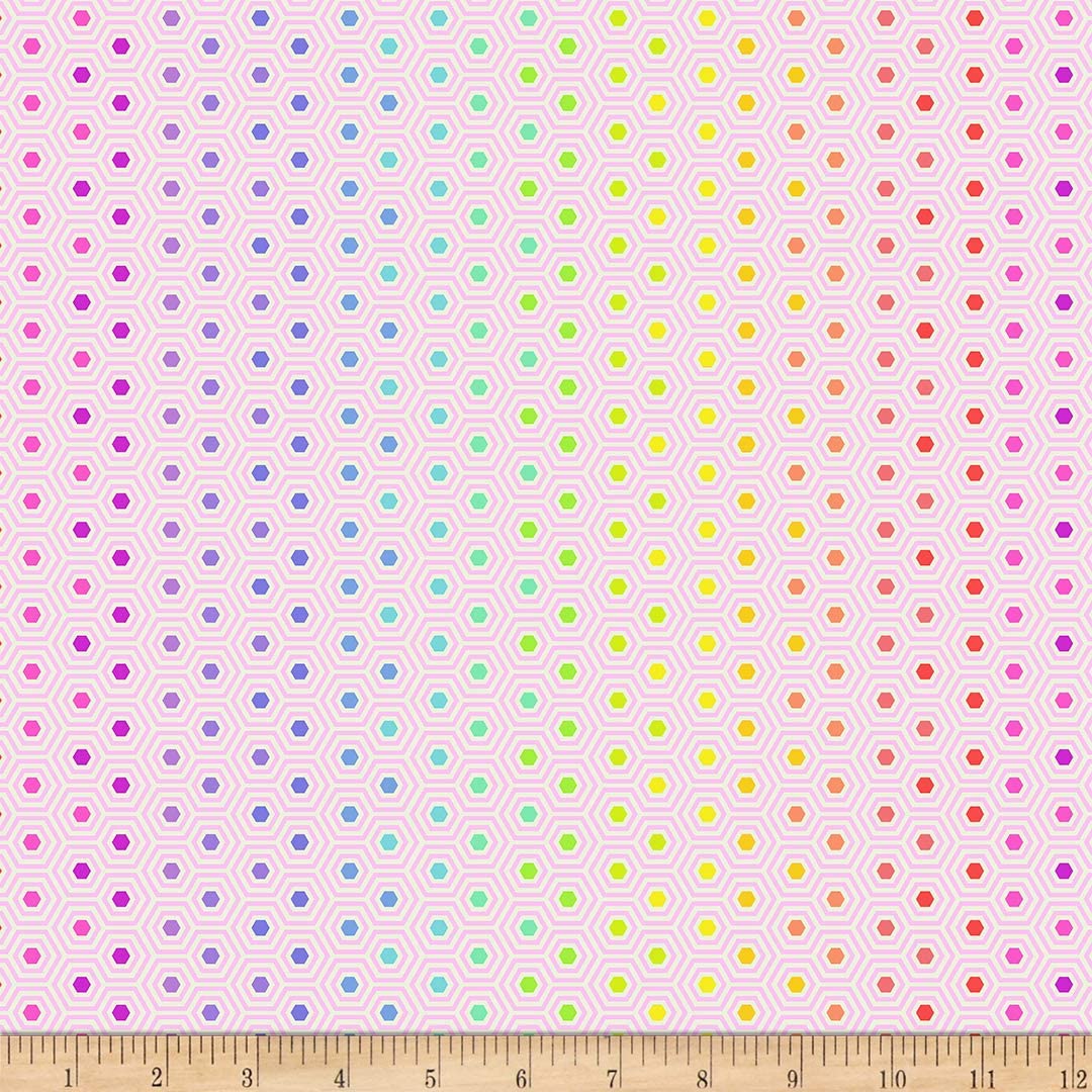 True Colors Hexy Rainbow Shell Tula Pink True Free Spirit Cotton Fabric