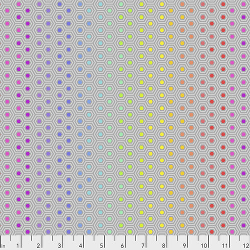 True Colors Hexy Rainbow Dove Tula Pink True Free Spirit Cotton Fabric