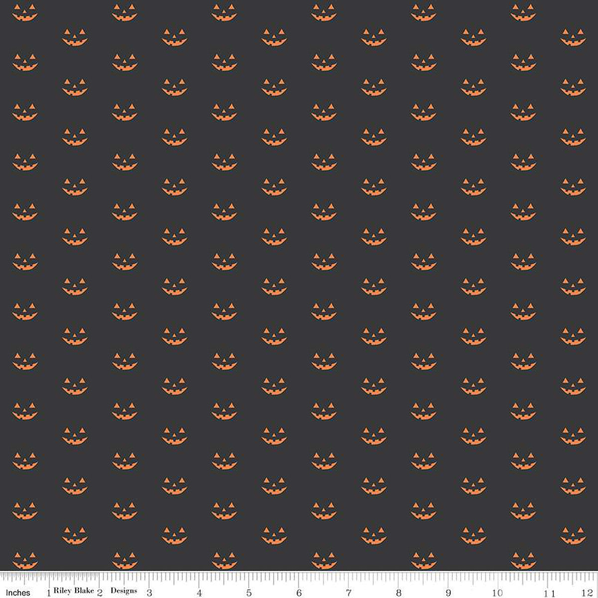 Hey Bootiful Jack-O'-Lanterns Charcoal Black My Mind's Eye Riley Blake Designs Cotton Fabric