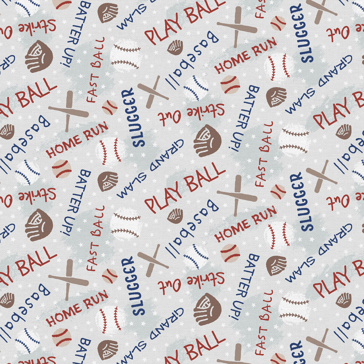 Hey, Batter Batter Baseball Multi Paintbrush Studio Cotton Fabric PBS-120-25383