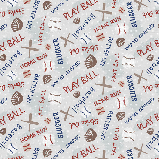 Hey, Batter Batter Baseball Multi Paintbrush Studio Cotton Fabric PBS-120-25383