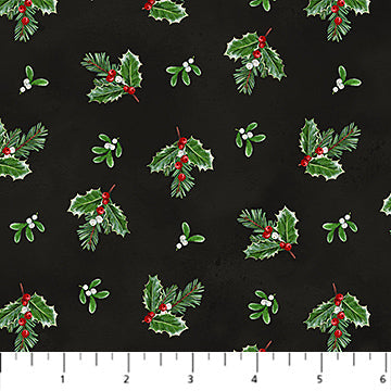 Highland Heart Holly Toss Black Multi Jason Kirk Northcott Cotton Fabric NC-DP28052-99