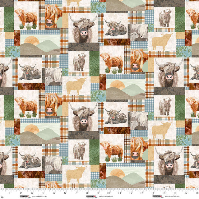Highlander Patchwork Multi Cat Thurman Designs Studio E Cotton Fabric SE-8615-36 | US Fabric Shop