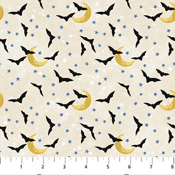 Hocus Pocus Bats Beige Multi Deborah Edwards Northcott Cotton Fabric