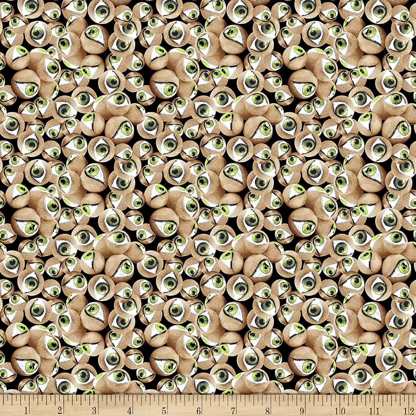 Hocus Pocus Halloween Glow Dark Eyeballs Blank Quilting Cotton Fabric