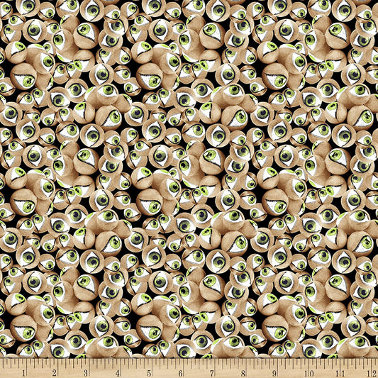 Hocus Pocus Halloween Glow Dark Eyeballs Blank Quilting Cotton Fabric