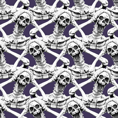 Hocus Pocus Halloween Glow Dark Screaming Skeletons Purple Blank Quilting Cotton Fabric