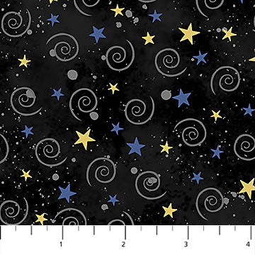 Hocus Pocus Starry Sky Black Multi Deborah Edwards Northcott Cotton Fabric