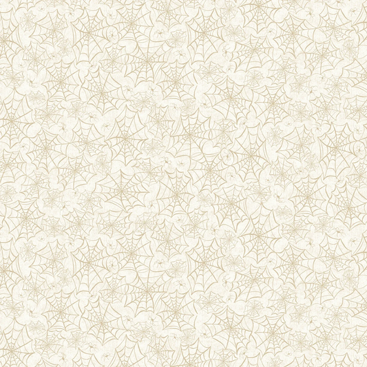 Hocus Pocus Allover Webs Cream Deane Beesley P&B Textiles Cotton Fabric PB-HPOC-5831-E