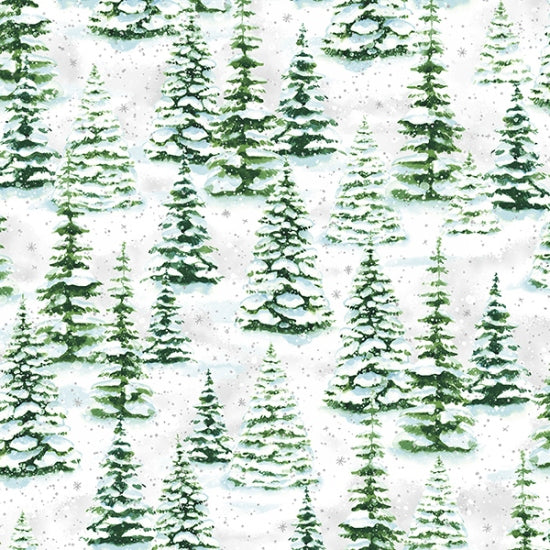 Cozy Cottage Snow Silver Hoffman Cotton Fabric