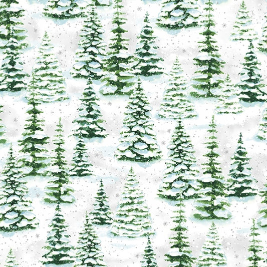 Cozy Cottage Snow Silver Hoffman Cotton Fabric