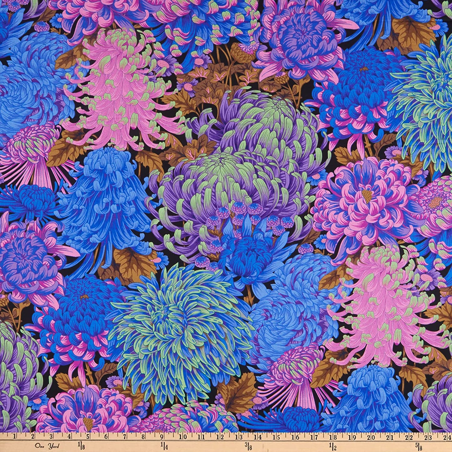 Hokusai's Mums Cool Philip Jacobs Stash Kaffe Fassett Collective Free Spirit Cotton Fabric