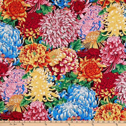 Hokusai's Mums Natural Philip Jacobs Stash Kaffe Fassett Collective Free Spirit Cotton Fabric