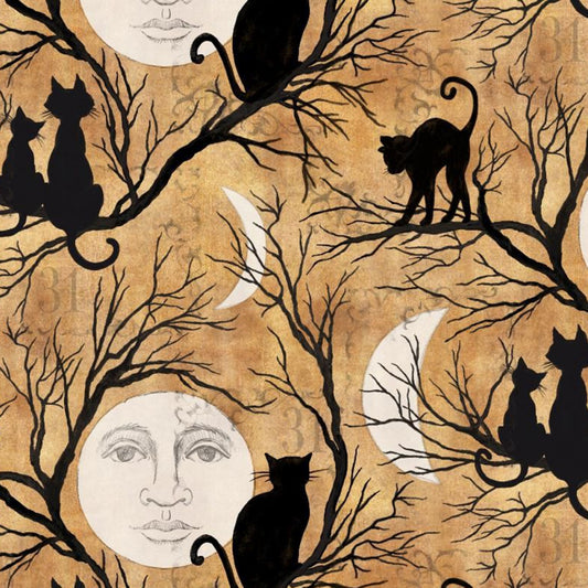 Holiday Cat Silhouette Beige Springs Collection Springs Creative Cotton Fabric