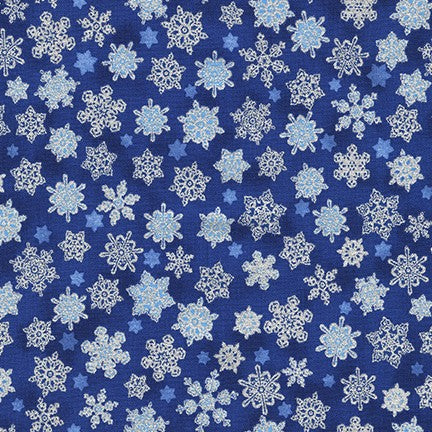 Holiday Charms Allover Snowflakes Navy Blue Robert Kaufman Cotton Fabric