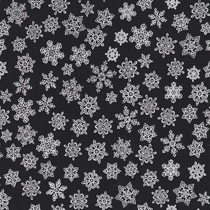 Holiday Charms Allover Snowflakes Onyx Black Robert Kaufman Cotton Fabric