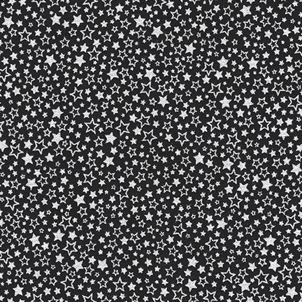 Holiday Charms Allover Stars Onyx Black Robert Kaufman Cotton Fabric