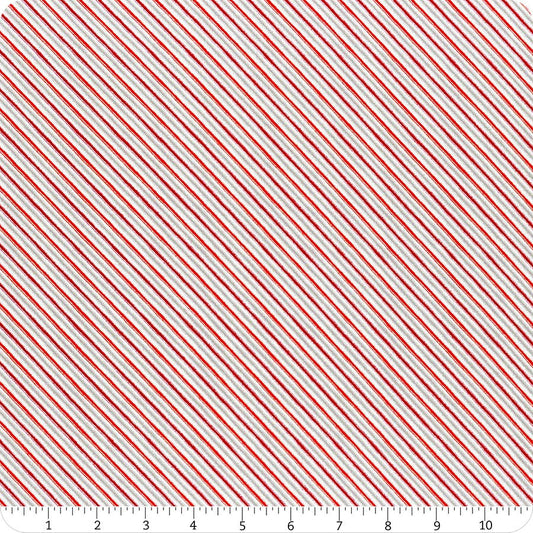 Holiday Charms Diagonal Metallic Stripes Scarlet Red Robert Kaufman Cotton Fabric