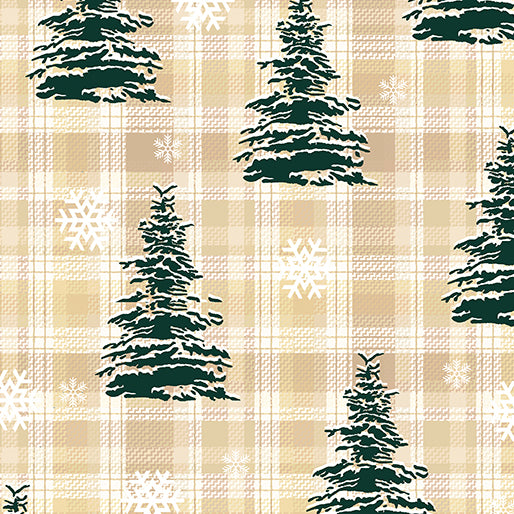 Holiday Farmhouse Plaid Pine Tree Plaid Neutral Beige Kanvas Studio Benartex Cotton Fabric