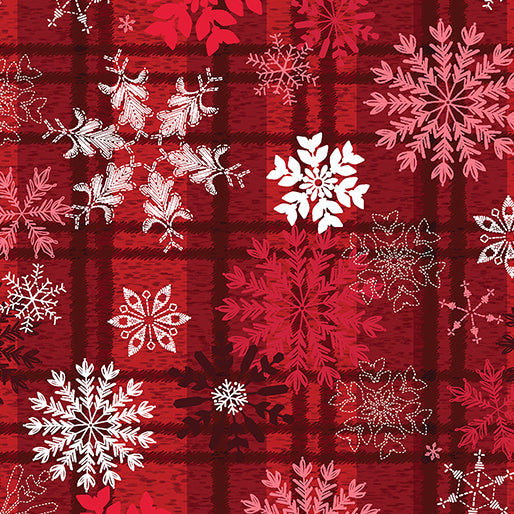 Holiday Farmhouse Plaid Snowflake Plaid Red Kanvas Studio Benartex Cotton Fabric