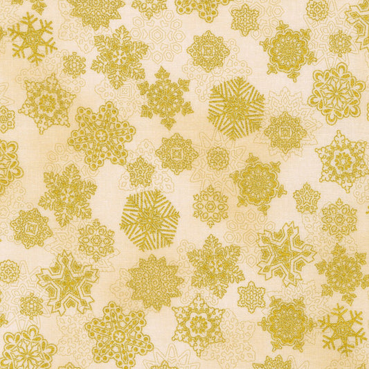 Holiday Flourish Snow Flower Snowflake Varieties Cream Robert Kaufman Cotton Fabric