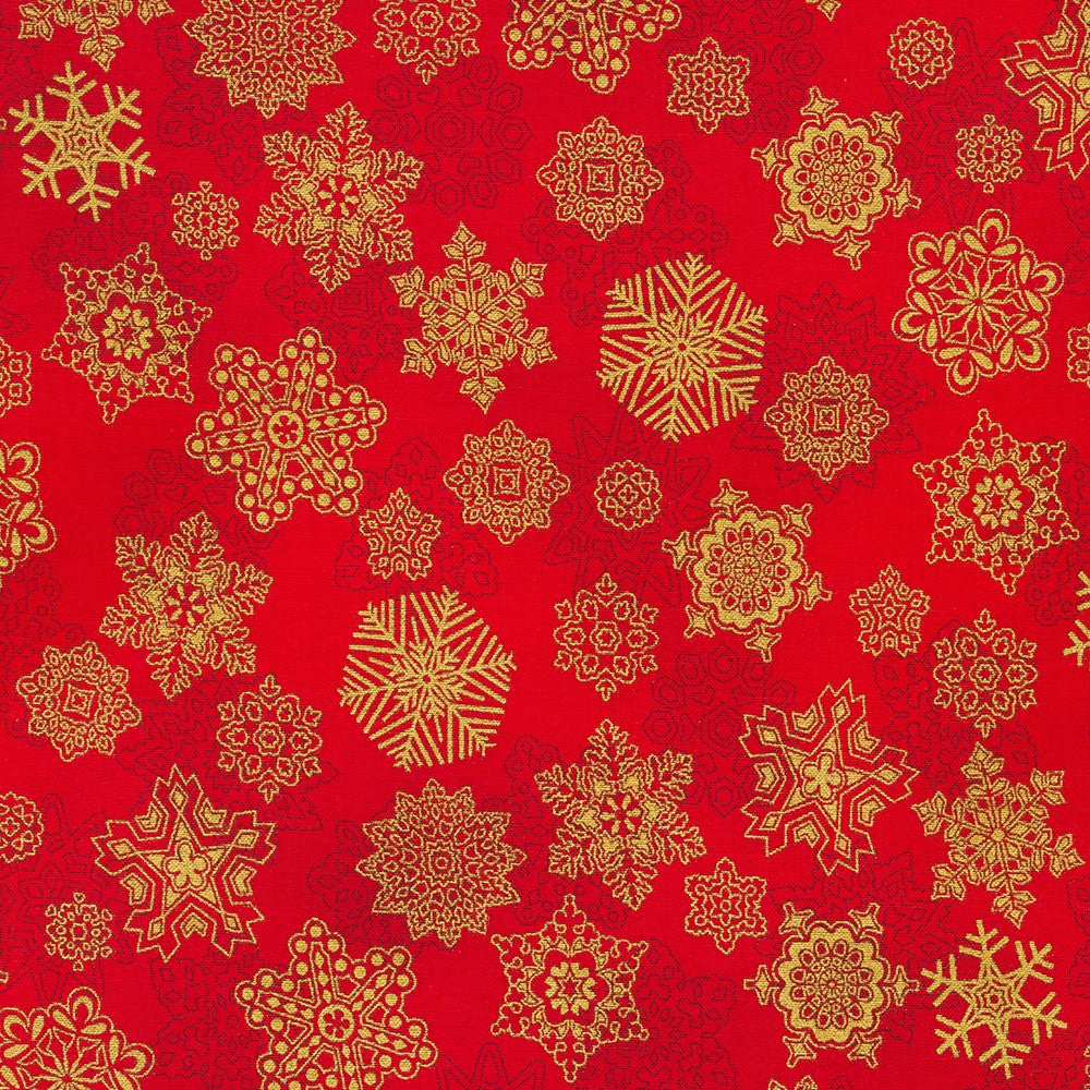 Holiday Flourish Snow Flower Snowflake Varieties Crimson Robert Kaufman Cotton Fabric