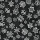 Holiday Flourish Snow Flower Snowflake Varieties Onyx Black Robert Kaufman Cotton Fabric