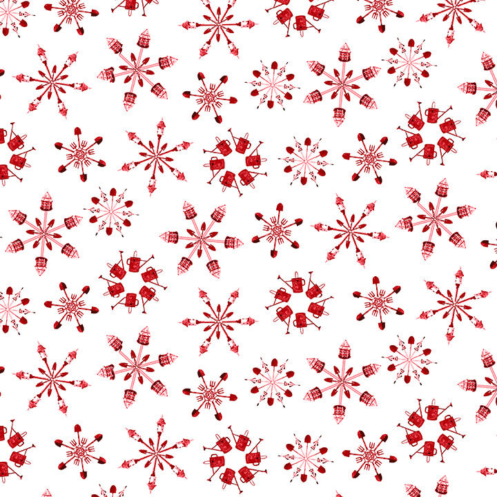 Holiday Happy Place Large Snowflake Red White Jan Shade Beach Henry Glass Cotton Fabric