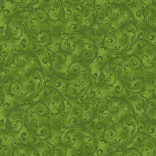 Holiday Happy Place Monotone Swirl Green Jan Shade Beach Henry Glass Cotton Fabric